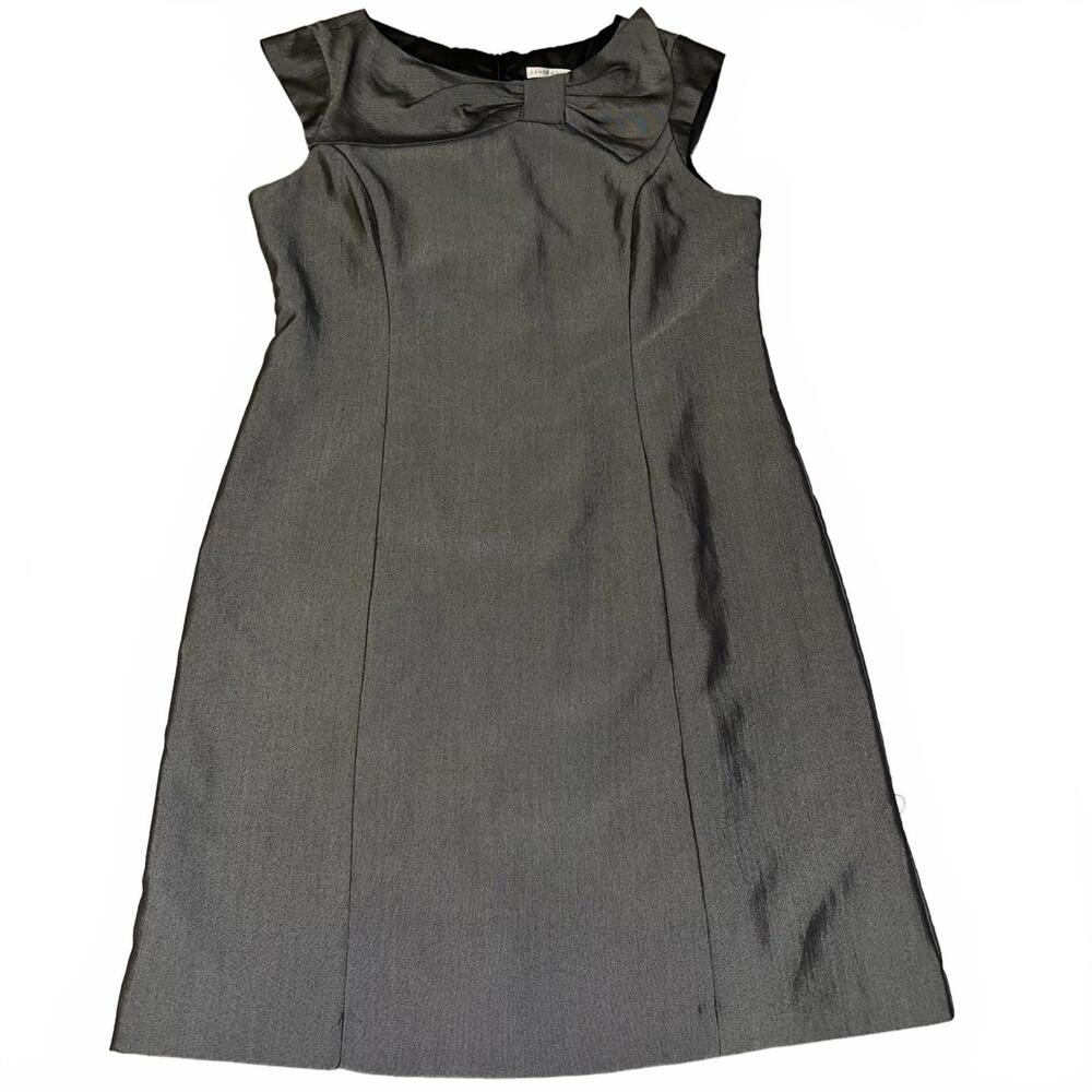 Sandra Darren Classic Gray Dress with Bow Detail - Size 16